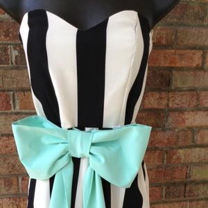 Judith March Striped Mini Dress w Mint Green Sash!